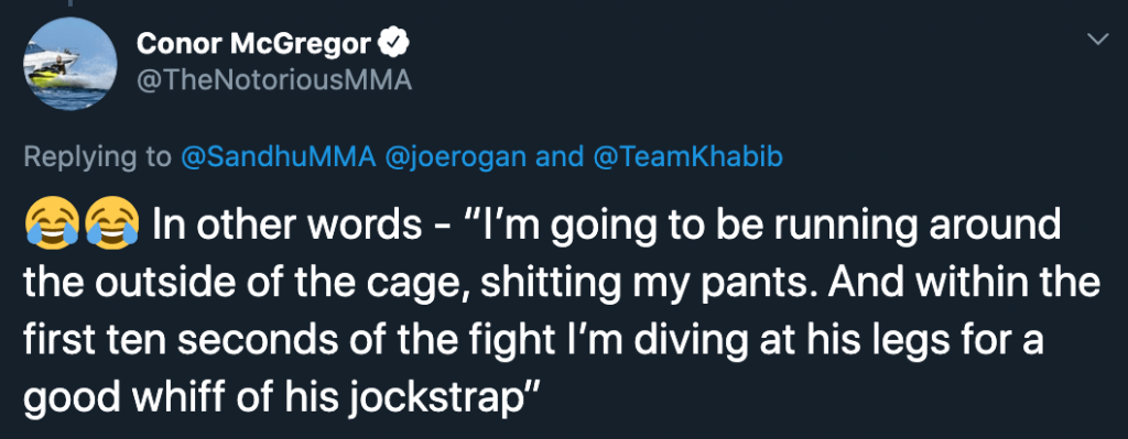 Conor McGregor deleted tweet to Khabib Nurmagomedov 